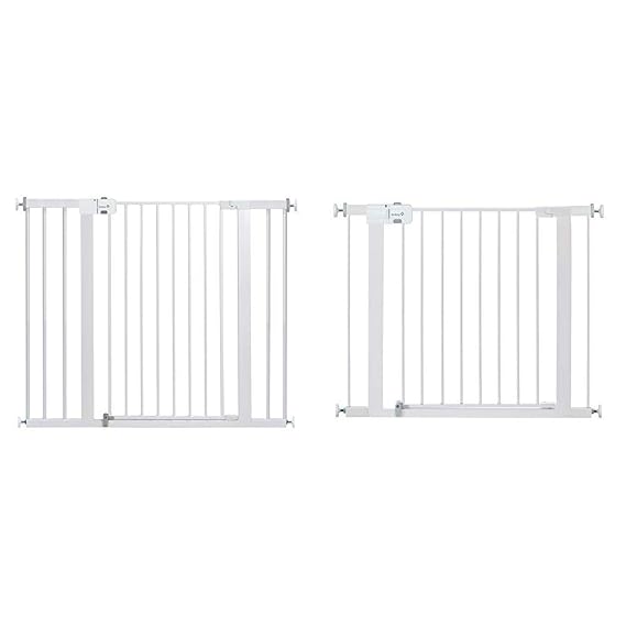 Safety 1st Easy Install Extra Tall and Wide Baby Gate with Pressure Mount Fastening, Pack of 1 with Safety 1st Easy Install Metal Baby Gate with Pressure Mount Fastening (White), Pack of 1
