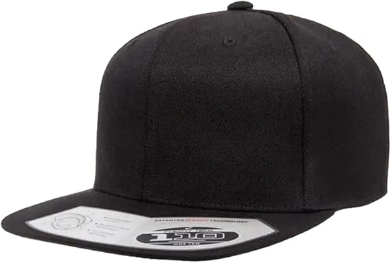 Flexfit/Yupoong 110F,110FT One Ten Snapback Hat Cap Black, XX-Large Structured Fit