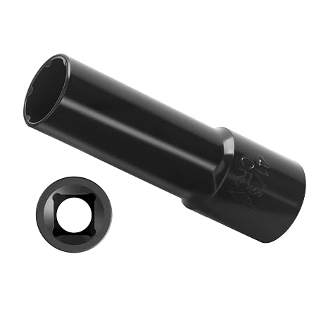 DYNOFIT 6 Point Spline Lug Nuts Key for Wrench with 1/2" Imperial Square Socket Drive,Tuner Socket Key Tool Compatible with 12x1.5 12x1.25 1/2"-20 Thread 6 Spline Lug Nuts,CR-V(Black,1 Pack)