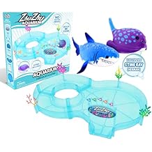 ZhuZhu Aquarium Starter Set with 2 Motorized Fish (Sting Ray + Shark) 2-Pack Bundle