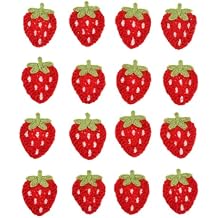 IUAQDP 50 Pieces Cherry Sew On Patch, Cute Crochet Applique Embellishment, Decorative Small Knitted Fruit Motif for Clothes Dress Bag Hat Headband Garment Fabric DIY Accessories, 1.37 x 0.98IN