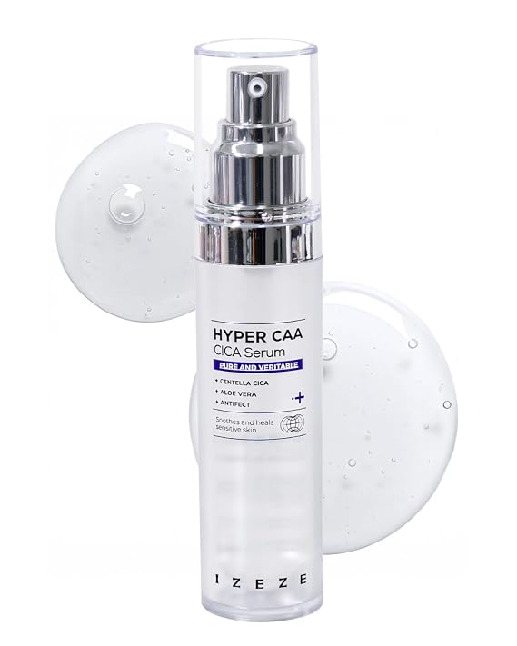 IZEZE Hyper CAA Cica Serum 1.01 Fl Oz, 75% Centella Asiatica Extract, Redness Relief, Soothing Serum for Face, Korean Skincare for Sensitive Skin, Acne Prone Skin