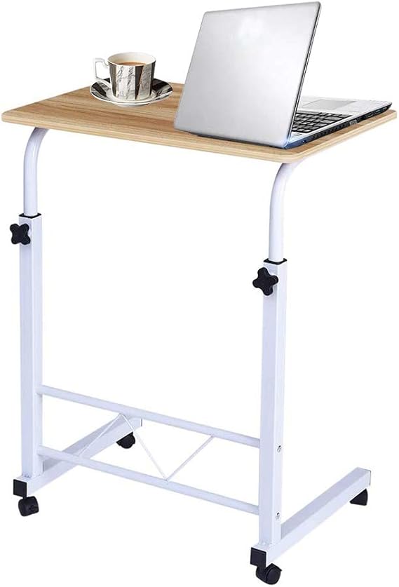 Mobile Computer Desk, Adjustable Height Adjustable Mobile Laptop Desk Cart Rolling Table Cart Computer Mobile Stand Portable Home & Office Utility Table with Rolling Wheels (AYW)
