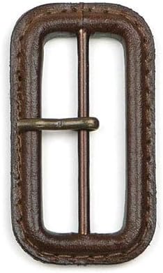 Dark Brown 1 1/2" Leather Buckle with Antique Brass Pin, Made in Italy