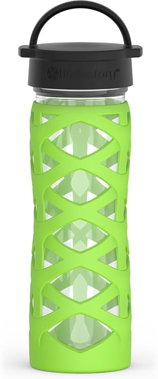 Lifefactory 16oz Bottle Classic Cap Helix Sleeve Lime