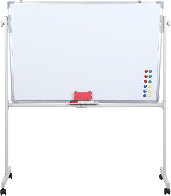 Mobile Whiteboard with Stand 36"x24" Portable Magnetic Dry Erase Board on Wheels Included 12 Magnets, 5 Markers & 1 Eraser