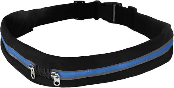 Waist Pack Running Belt for Men & Women Water-Resistant Reflective Fanny Packs with 2 Pockets for Phone Keys Money Essentials