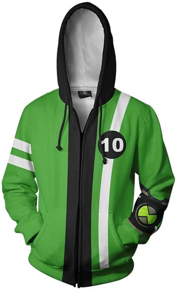 Ben Hoodie Anime Cartoon Cosplay Jacket 3D Printed Sweatshirt (X-Large, Color 12)