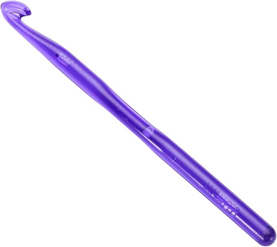 uxcell Crochet Hooks 8mm Ergonomic Knitting Needle Plastic Colorful Transparent Crochet Hooks for DIY Crocheting Yarn Blanket Carpet Weaving, Purple