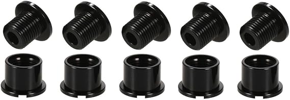 CYSKY Single Chainring Bolts 5 Pack M8 Single Short Chain Ring Bolts Fit for Road Bike, Mountain Bike, BMX, MTB, Fixie (Aluminum Alloy, CNC, Black/Blue/Red)