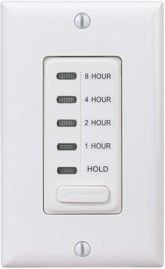 Intermatic EI220W 1/2/4/8 Hour SPST 1800-Watt In-Wall Countdown Timer, White