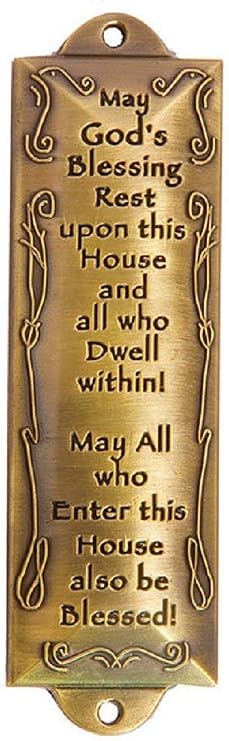 1 X Bless This House Brass Mezuzah with Hebrew Parchment in Gift Box & Placement Guide by Unbranded