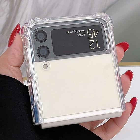 Coverzone Samsung Galaxy Z Flip 3 ile uyumlu Anti Shock Şeffaf Kılıf Pürüzsüz Yüzey Galaxy Flip 3 ile uyumlu Kılıf