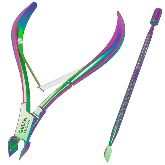 Professional Cuticle Trimmer & Nippers, Stainless Steel Nail Care Tool | Sharp Blades, Cuticle Pusher, Double Spring, Cuticle Nippers, Nail Care Tool