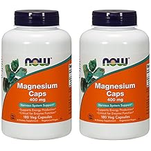 NOW Magnesium 400mg,180 Capsules (Pack of 2)