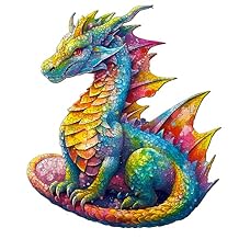 Wooden Puzzles for Adults, Dragon (S-100pcs) Wooden Jigsaw Puzzle, Unique Shaped Animal Wood Puzzles Adults Games 9.8 * 8.5in