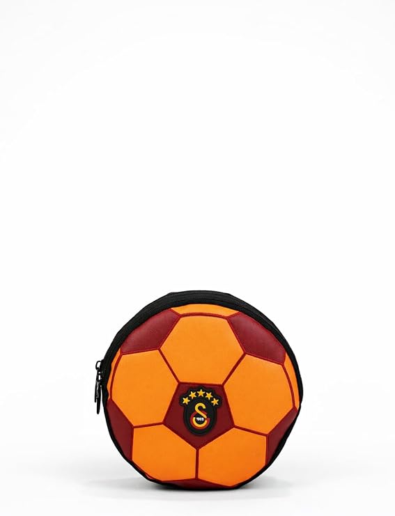 Galatasaray Lisanslı Çift Bölmeli Kalemlik - Futbol Topu Baskılı Su İtici Sarı Kırmızı Kalem Kutusu