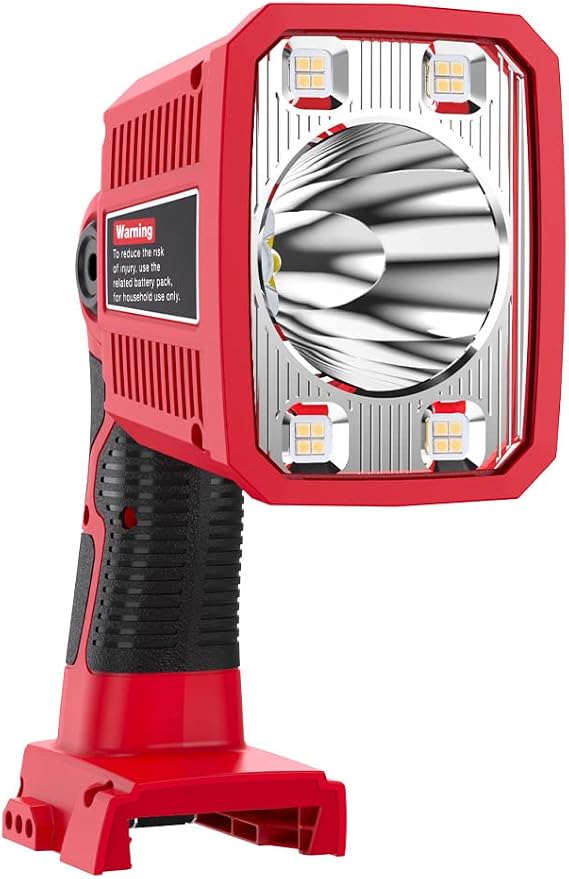 DTEZTECH 18W LED Flashlight for Milwaukee M18 18V Battery, 1250LM Spotlight & Floodlight Work Light with USB Port, 110 Pivoting Head Jobsite Light for Indoor/Outdoor Use (Tool Only)