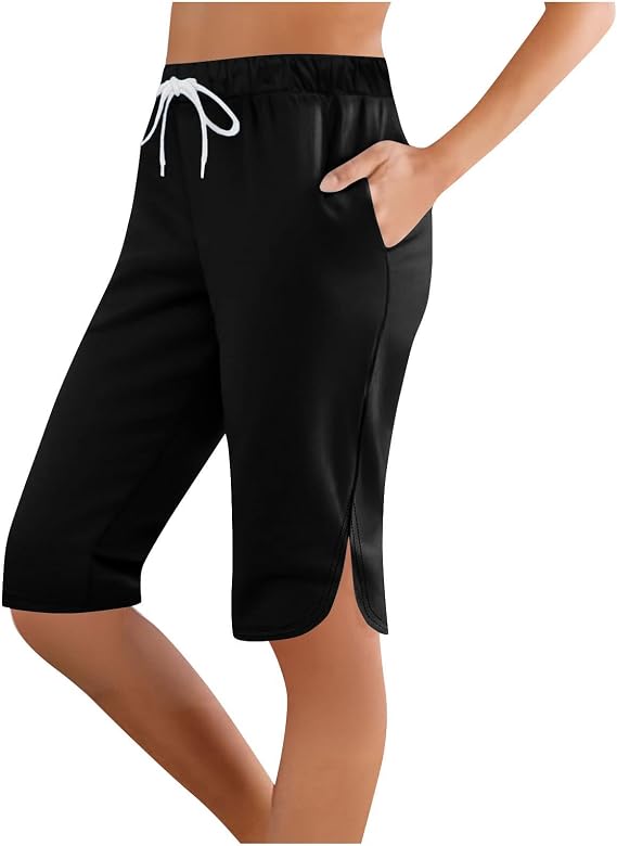 Capris Shorts for Women Swim Capris Pants Quick Dry Swimsuits UPF 50+ Bathing Suit Bottoms Beach Pants with Pockets