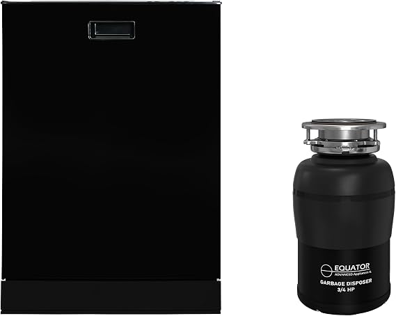 Equator 24 in Dishwasher 15 place QUIET 110V E-Star ADA+3/4 HP Garbage Disposer (Black)