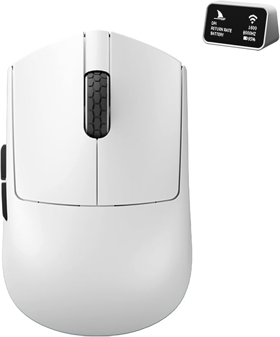 Darmoshark M5V2 Mini Fingertip Grasp Gaming Mouse,Tri-Mode 30K DPI PAW3950 Optical Sensor Lightweight 36g,8K Polling,Programmable Buttons,Computer Mouse for Laptop,PC,Windows(White)
