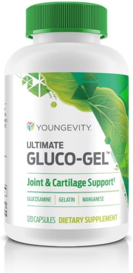 Youngevity Ultimate Gluco-Gel -for Tendons, Bones & Cartilage | Contains Glucosamine, Gelatin & Manganese | 120 Capsules | 1 Bottle