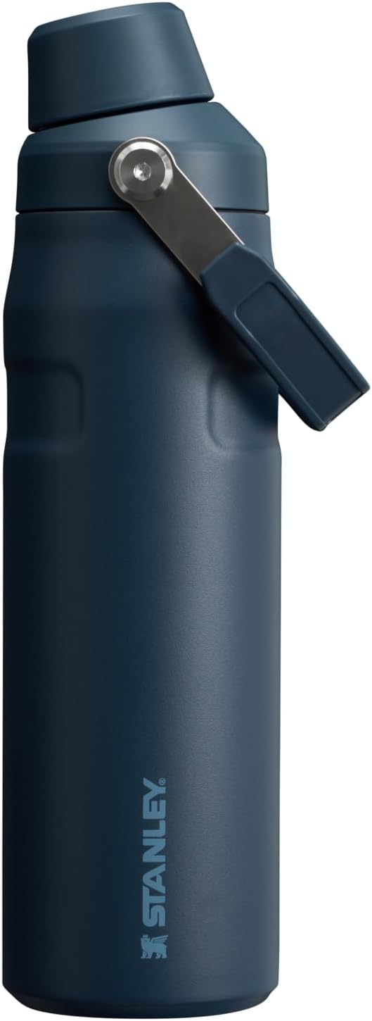 STANLEY IceFlow Fast Flow Bottle, 24 oz, Navy | Angled Spout Lid | Lightweight and Leakproof for Travel and Sports | Easy Carry Handle | Insulated Stainless Steel | BPA-Free