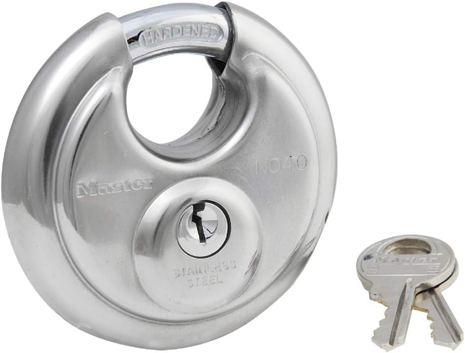 Master Lock Anahtarlı 40D Paslanmaz Çelik Discus Asma Kilit, Gümüş