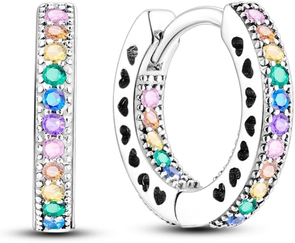 925 Sterling Silver Earrings Hypoallergenic Huggie Women Earrings CZ Colorful Hoop Earrings Anniversary as a Gift for Women