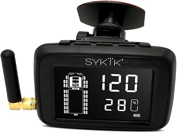 SYKIK-TPMS Real Time Tire Pressure Monitoring System for Cars, RVs and Trucks, up to 36 Wheels -Theft Sensors, (10 Wheel)