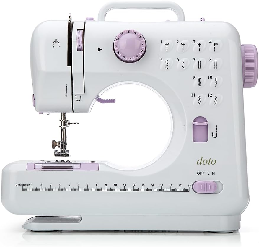 Mini Sewing Machine for Beginner by doto - Small Electric Sewing Machines with 2 Speed 12 Built-in Stitch Patterns DT-054-UK-A26