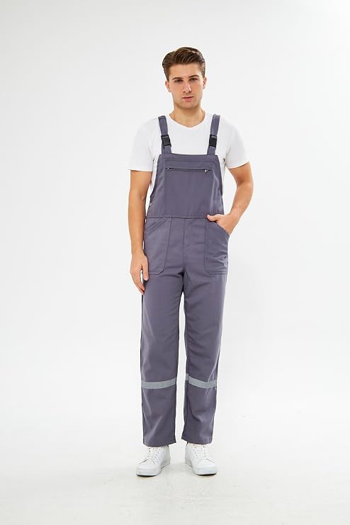 Orange Safety Gray Gardener Overalls 100% Cotton with Reflective