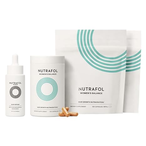 Nutrafol Women's Balance Hair Growth Supplement and Hair Serum, Ages 45 and Up, for Visible Thickness and Strength - 3 Month Supply, 1.7 Fl Oz Bottle