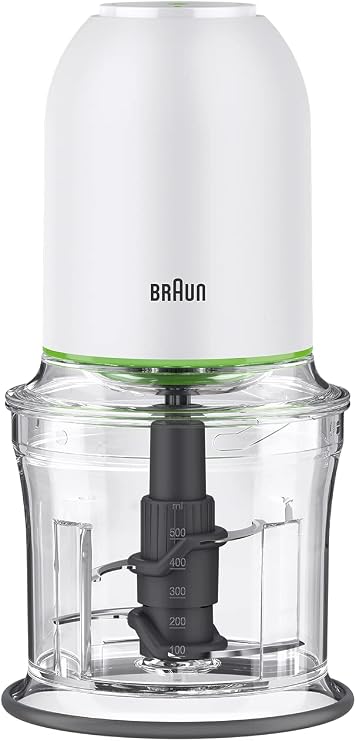 Braun Food Processor, Multi Practic 3, CH3011WH, Compact, Easy Operation, Powerful, 4 Blades, Ground Meat, Mincing, Ice, Crush Ice, Time-Saving, Safe Design, One-Hand, One Touch, One Push, Easy Care