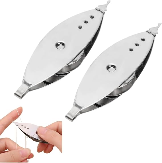 2pcs Stainless Steel Tatting Shuttle Kit Hand Lace-Making Craft Tool Metal Tatting Shuttle for Knitting, Weaving Machine (Silver)