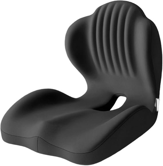 Memory Foam L-Shaped Integrated Seat Cushions with Lumbar Support, Orthopedic Office Chair Cushion, Ergonomic Back & Seat Cushion for Home, Car, Wheelchair & Office Chairs (black)