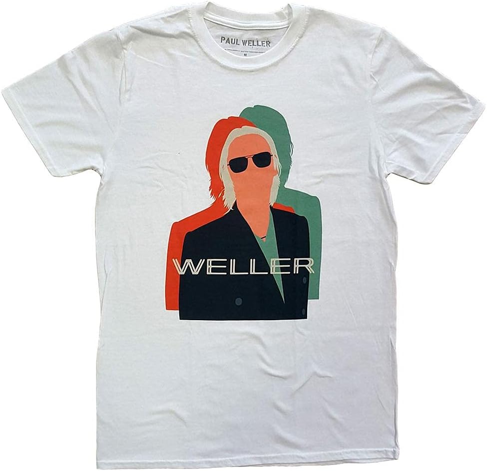 Paul Weller Mens Illustration Offset Slim Fit T-Shirt Small White
