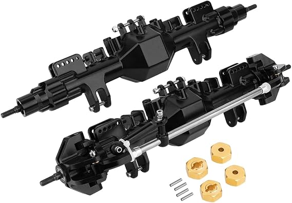 Front Rear Axles with Steel Gears for RC 1/8 Losi LMT Monster Truck DIY Remote Control Toys Car 1:8 Upgrade Parts (Black)