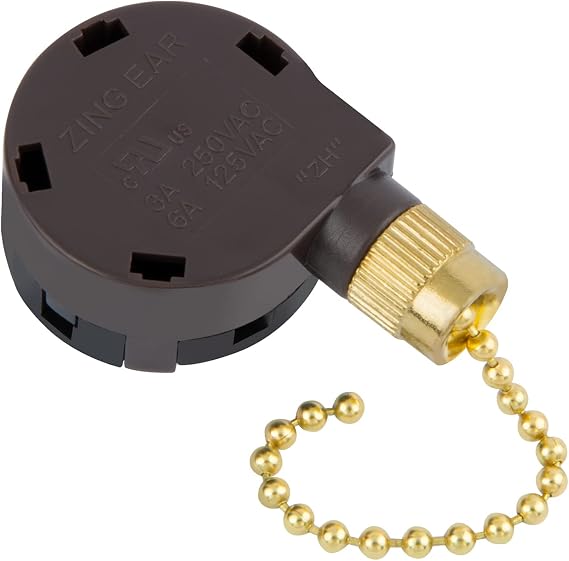 ZE-268S5 Ceiling Fan 4 Speed 5 Wire Pull Chain Switch Replacement Parts Fan Accessories Speed Control (Brass Chain)