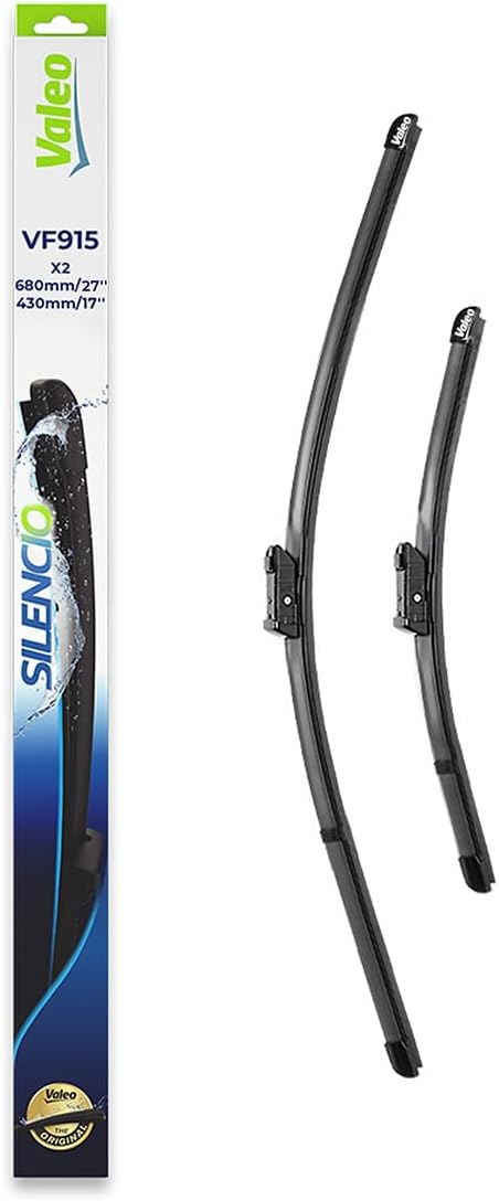 Valeo Silencio Wiper, VF915, 680mm/430mm - Set of 2, High Performance, Superior Road Visibility, Original Flat Blades