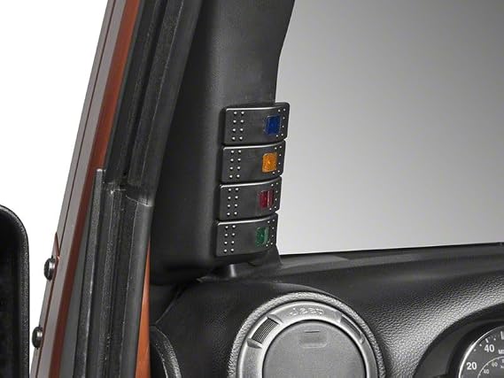 Redrock 4x4 A-Pillar Switch Panel with Switches Compatible with 07-18 Jeep Wrangler JK