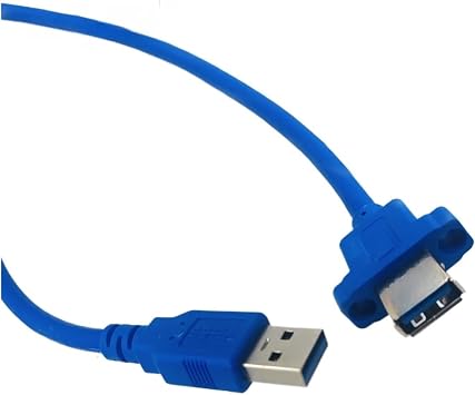 Wen ST USB3.0 Male to Female Extension Cable with Screw ho/*le Can Lock Panel Mount Cable for PC Driving Recorder U-Disk Computer(1M)