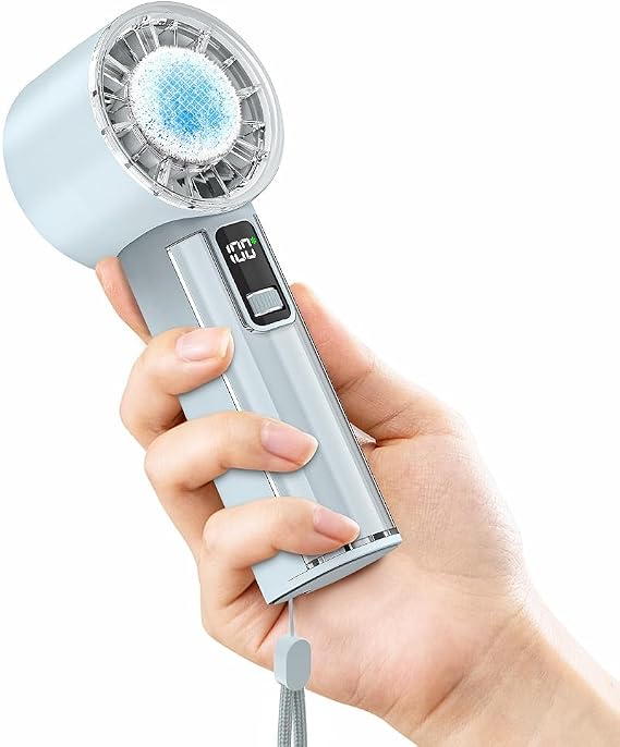PANERGY Handheld Fan with Ice Cooler, Mini Portable Fan Rechargeable, 18Hrs Cooling, 0-100 Adjustable Speed, Small Yet Powerful, Personal Hand Fans for Travel, Beach, Outdoor, Makeup, Gifts for Women