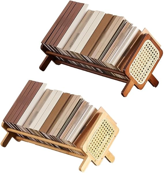 Wooden Desk Orgnizer Shlef, Desktop Bookshelf Freestanding, Retro Countertop Storage Shlef For Living Room, Home, Office(Brown)