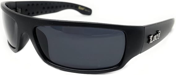 Locs Mad Dog Hardcore Gangster Cholo Narrow Rectangular Sunglasses (Matte Black)