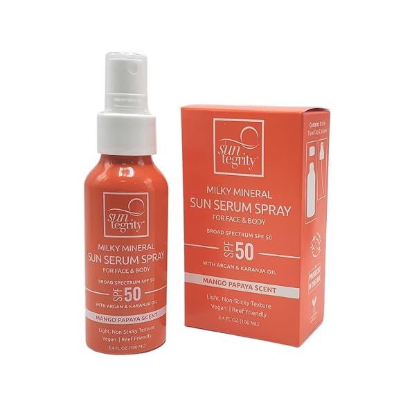 Suntegrity Milky Mineral Spray Sunscreen Serum, SPF 50 for Face & Body
