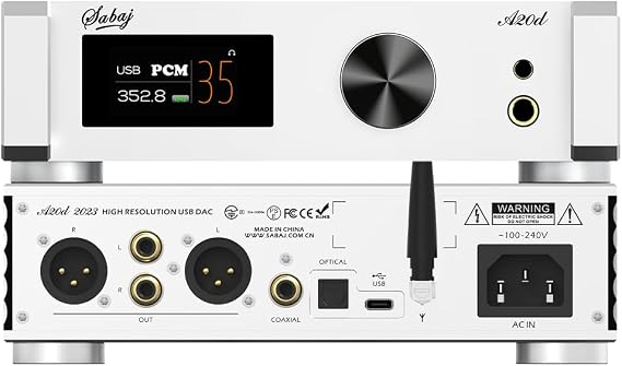 SABAJ A20d 2023 Version,AK4499EX Chip Audio Decoder Headphone Amplifier,Bluetooth MQA High Resolution Audio DAC,Bluetooth 5.0 APTX/USB/I²S/Optical/Coaxial Input,Native DSD512 and 32-bit/768KHz Support