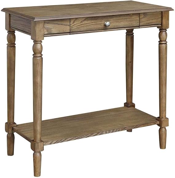 Convenience Concepts French Country Hall Table with Drawer and Shelf, Driftwood