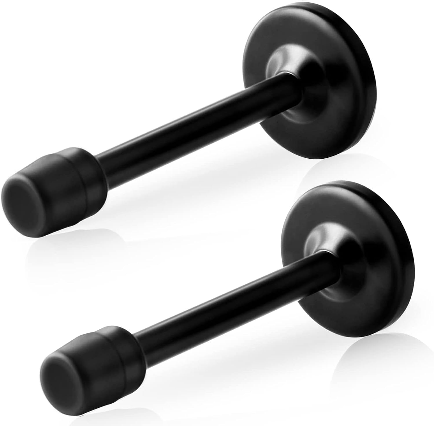 KOLAKO Door Stoppers, 6 Inch150mm Black Door Stops, Wall Mount Doorstop with Rubber Bumper, Brushed Stainless Steel, Extra Long Doors Stoppers for Bottom or Top, 2 Pack