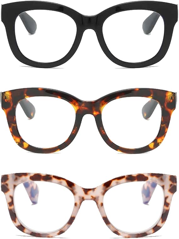 Reading Glasses for Women,Oversized Classic Style Readers with Spring Hinge